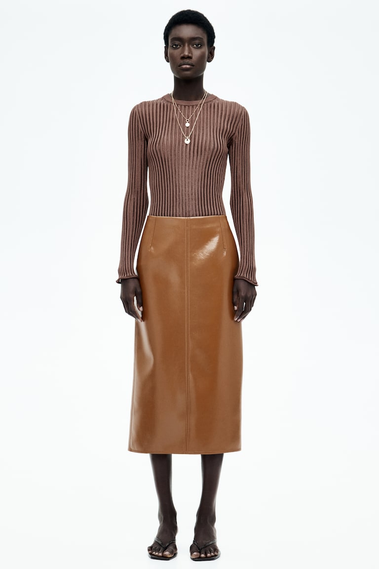 H&M Durchscheinendes Shirt in Rippstrick Riesige Rabatte