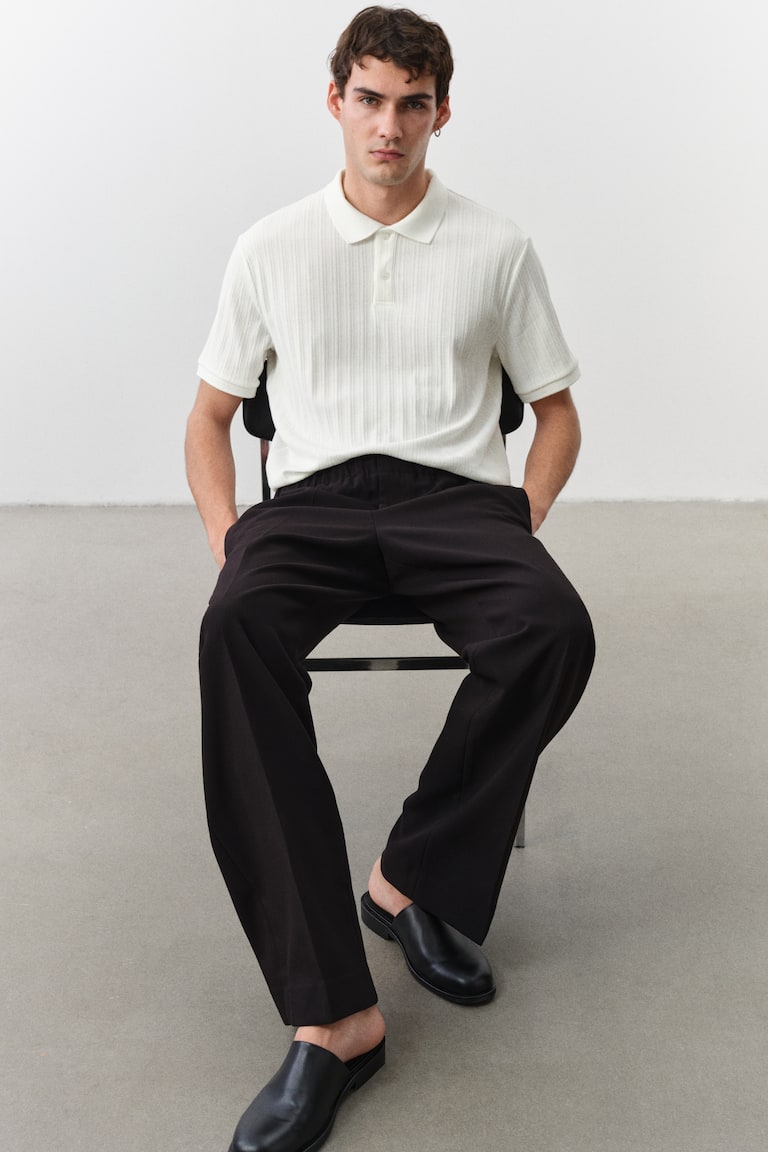 H&M Poloshirt aus Strukturjersey in Slim Fit Schlussverkauf