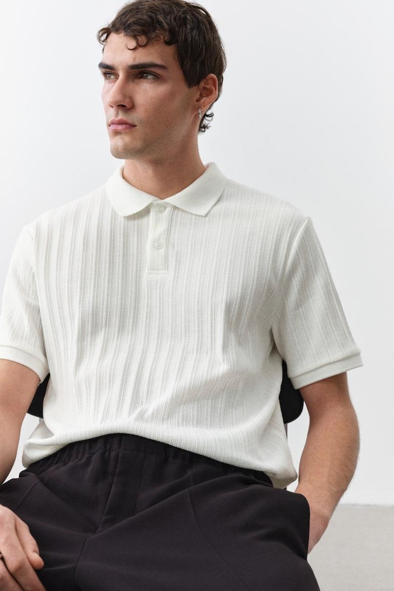 H&M Poloshirt aus Strukturjersey in Slim Fit Schlussverkauf