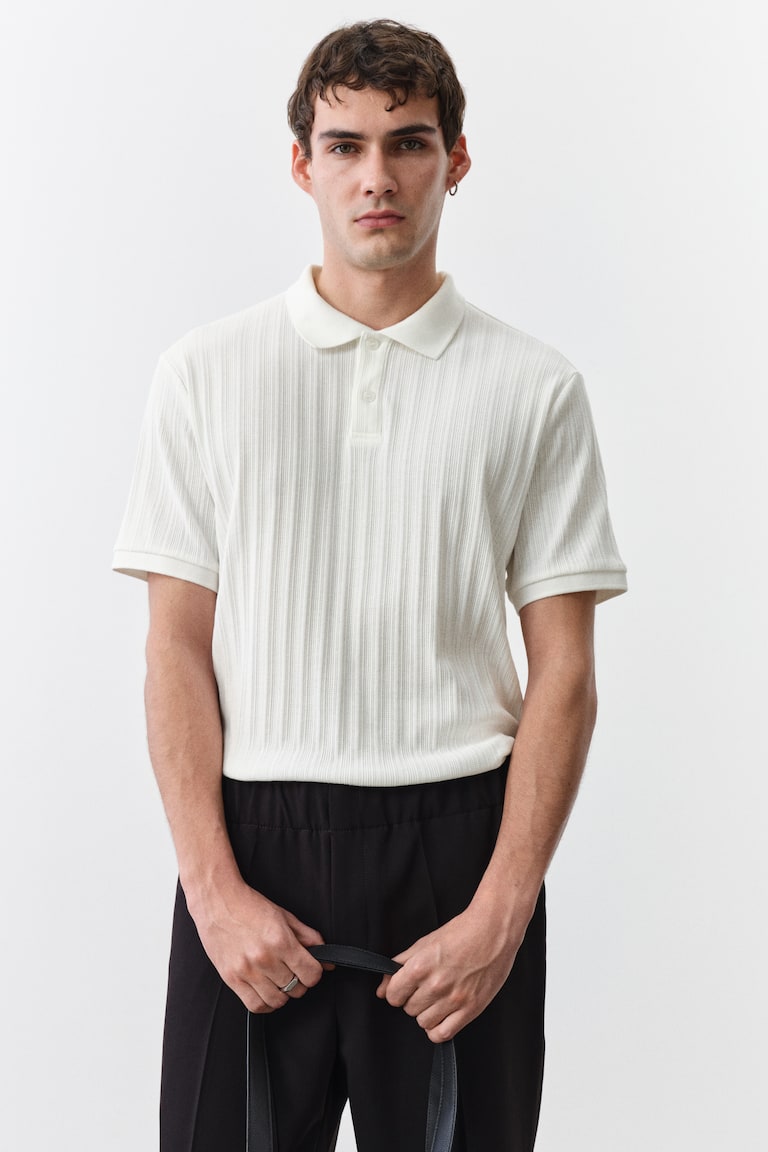 H&M Poloshirt aus Strukturjersey in Slim Fit Günstiger Verkauf