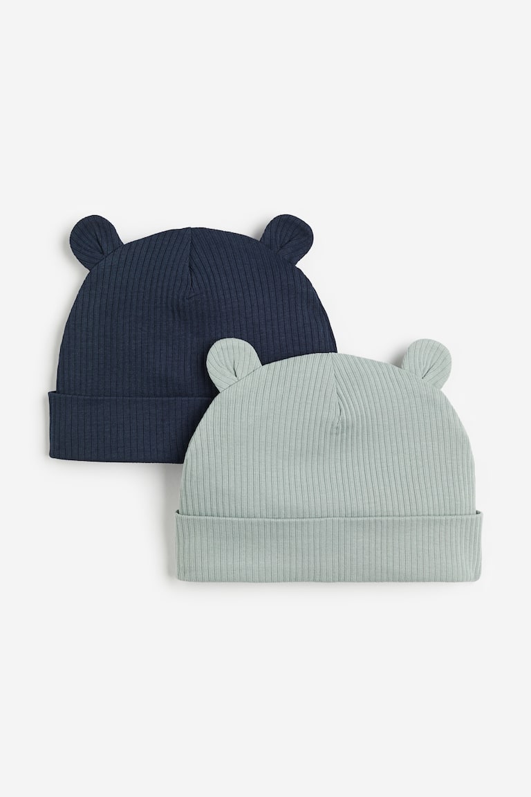 H&M 2er-Pack Gerippte Beanies mit Ohren Kostenlose Rückgabe