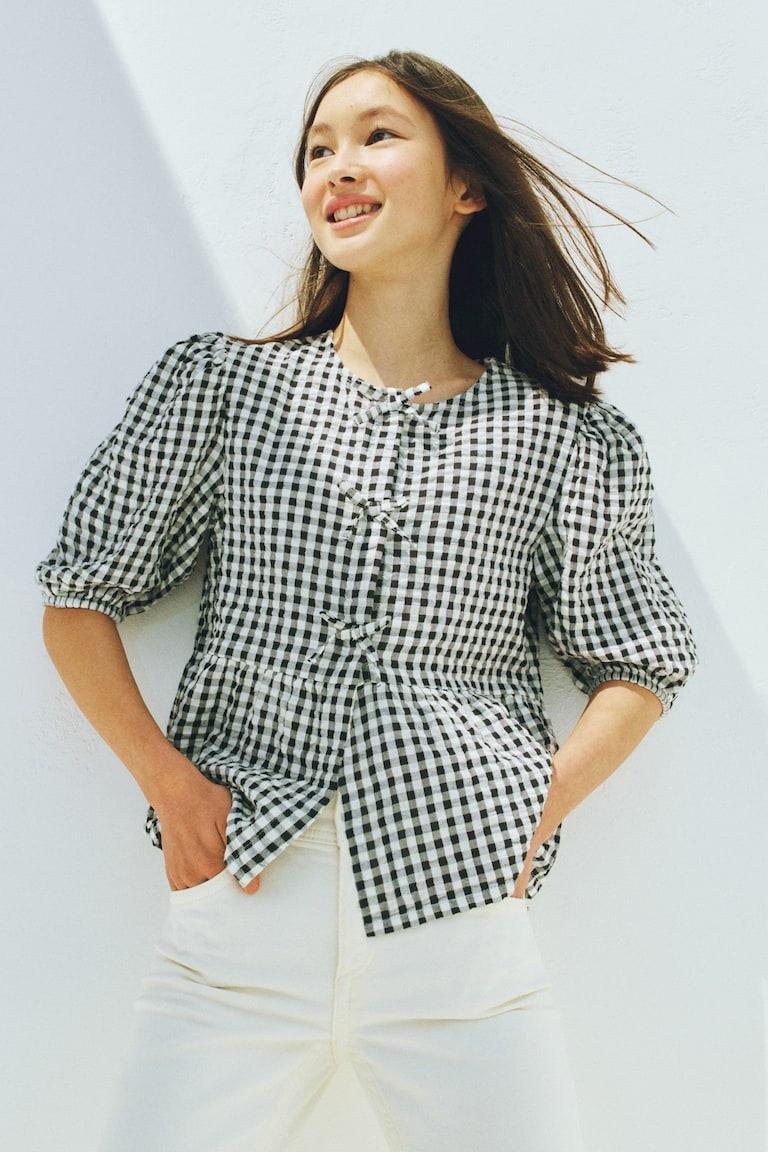 H&M Peplumbluse aus Baumwoll-Seersucker Neueste Mode
