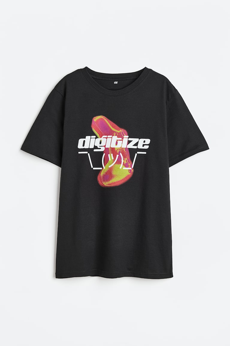 H&M Baumwoll-T-Shirt mit Print Kostenlose Rückgabe