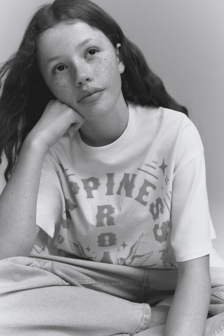 H&M Oversized Baumwoll-T-Shirt Bis zu 65% Rabatt