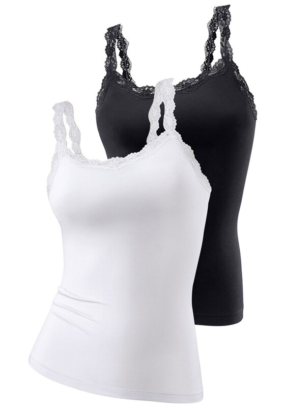 LASCANA LASCANA Bustier Spaghettitops in Schwarz Weiß