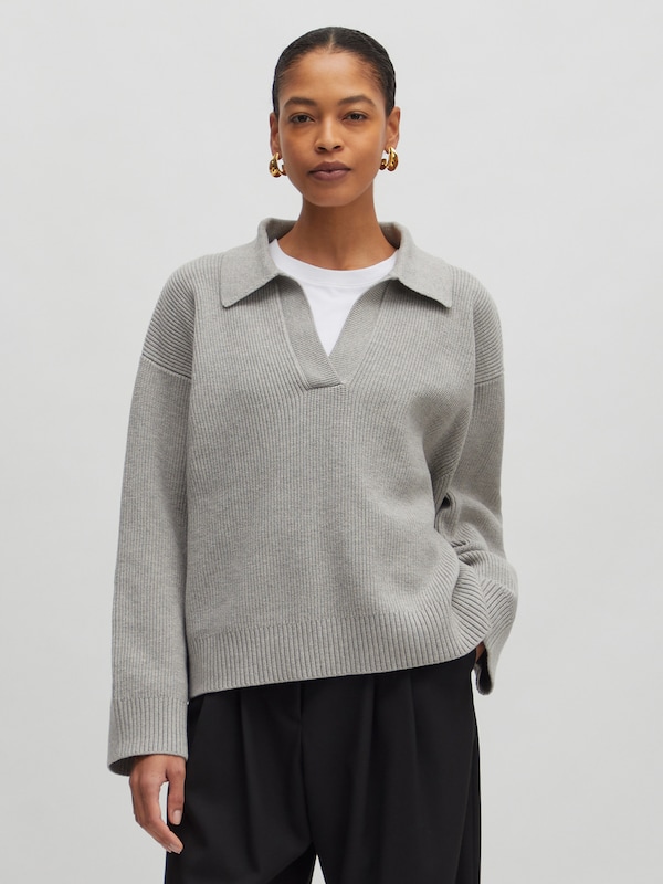 EDITED EDITED Pullover 'Taria' (GRS) in Graumeliert Sonderangebot der Fabrik