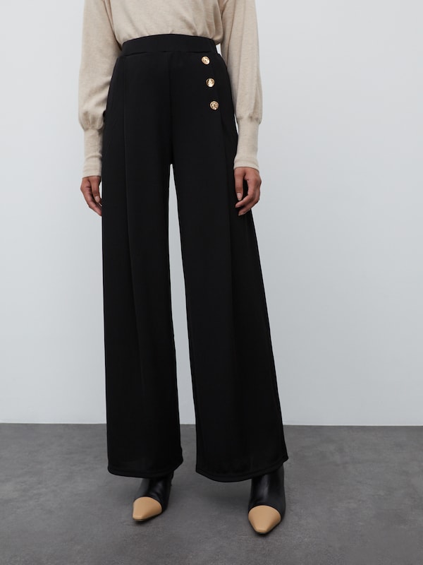 EDITED EDITED Wide Leg Hose 'Jamie' in Schwarz im Angebot