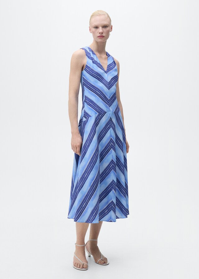 Mango Ausgestelltes Kleid mit Streifen VIP-Rabatte