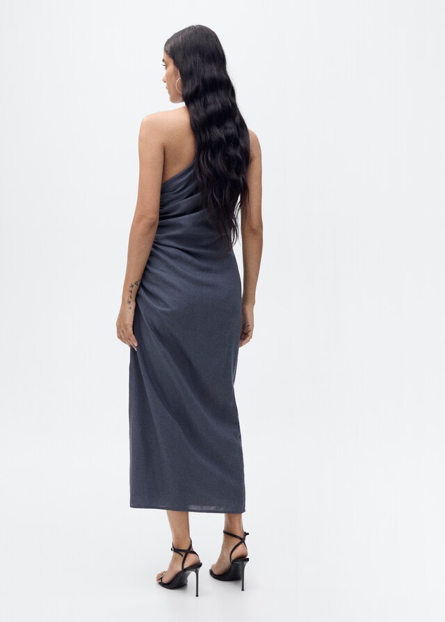 Mango Asymmetrisches Kleid mit gerafften Details Tiefpreis