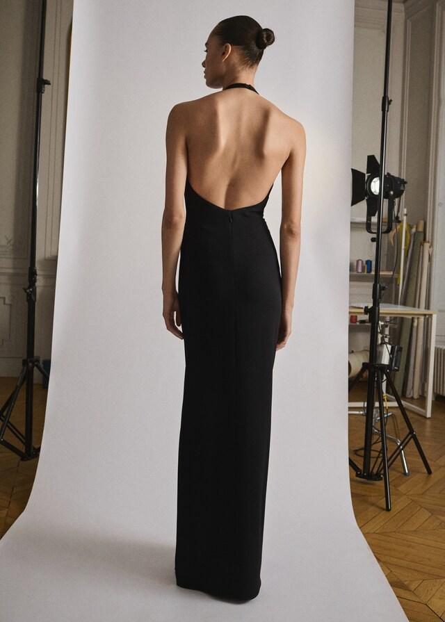 Mango Halterkleid mit Blumenschmuck Kostenlose Rückgabe