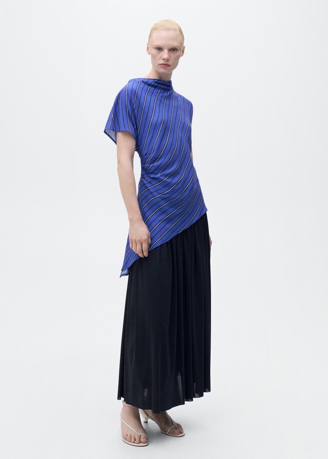 Mango Asymmetrische Bluse mit Streifenmuster Neueste Stile