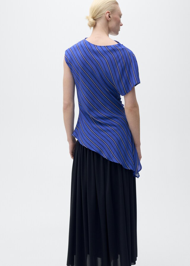 Mango Asymmetrische Bluse mit Streifenmuster Neueste Stile