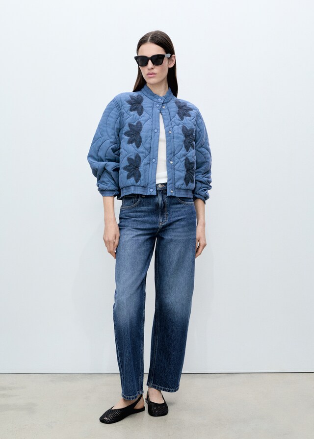 Mango Steppjacke mit Blumenstickerei Bis zu 50% Rabatt