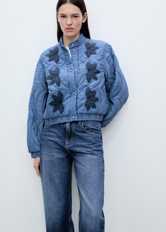 Mango Steppjacke mit Blumenstickerei Bis zu 50% Rabatt
