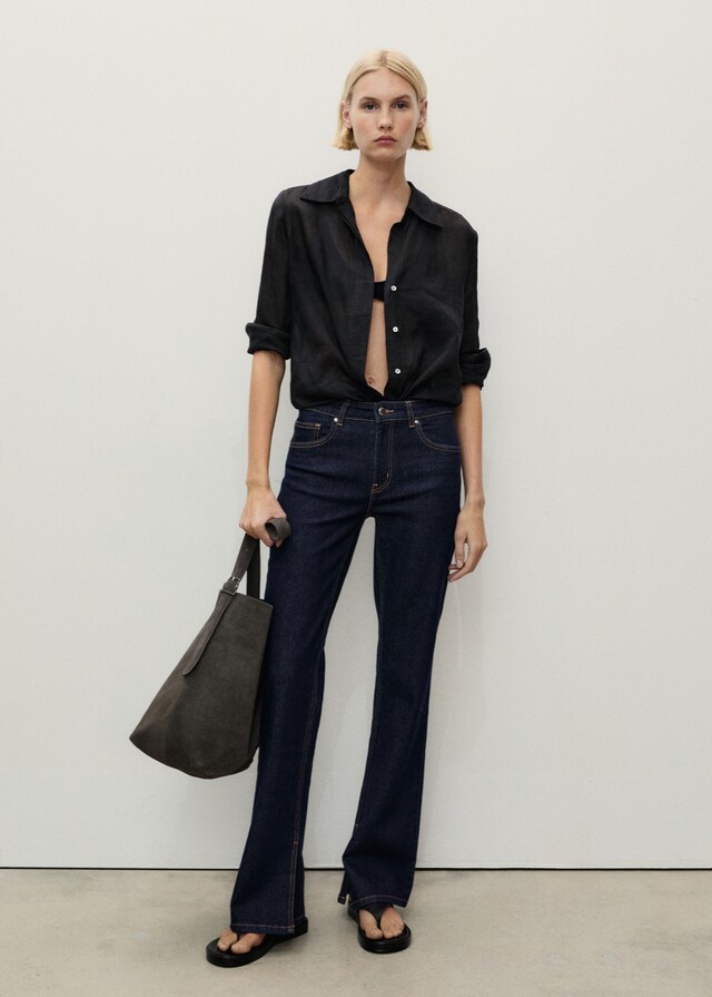 Mango Flared-Rinse-Wash-Jeans mit Schlitzen Riesige Rabatte