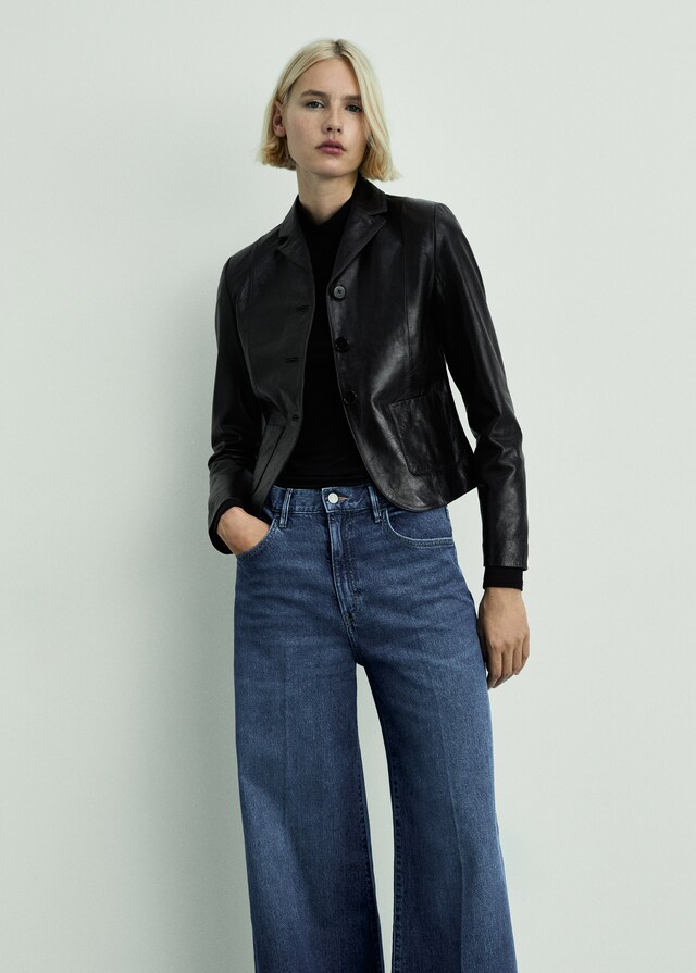 Mango Wideleg-Jeans mit hohem Bund Kostenloser Versand international