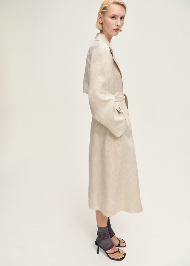 Mango Leinen-Trenchcoat mit markantem Reverskragen Speichern exportieren