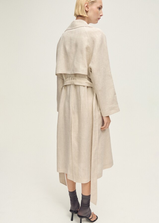 Mango Leinen-Trenchcoat mit markantem Reverskragen Speichern exportieren