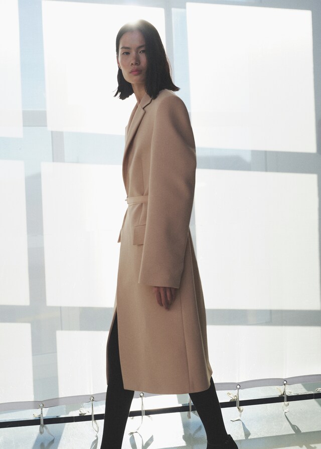 Mango Wollmantel mit Gürtel Flash Sale