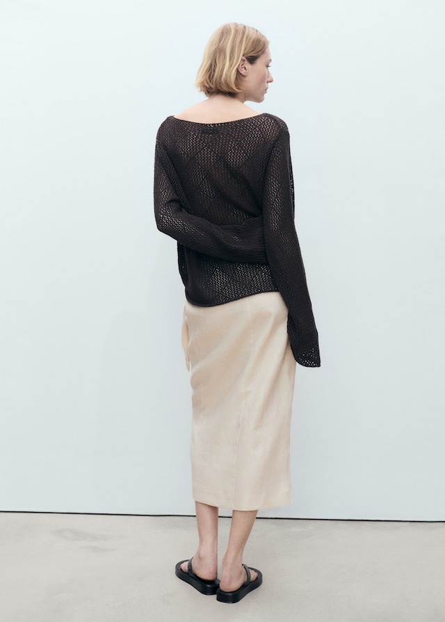 Mango Sarong-Rock aus Leinen Saisonschlussverkauf