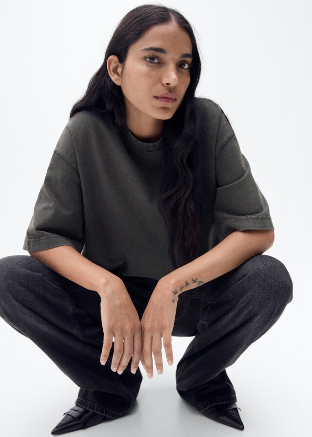 Mango Oversize Baumwoll-T-Shirt Tägliche Deals