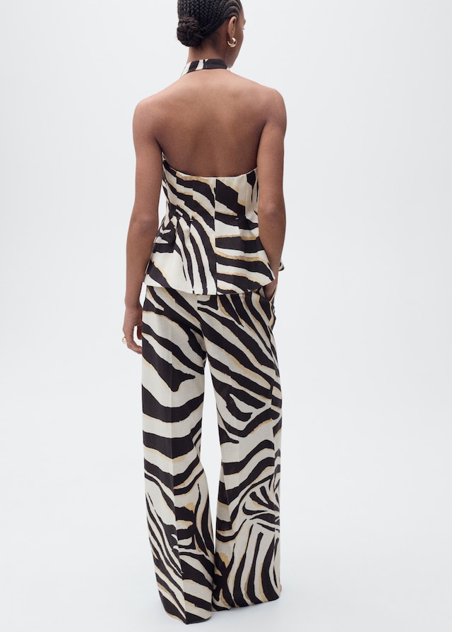 Mango Weste aus Leinengemisch mit Zebra-Motiv Tiefpreis