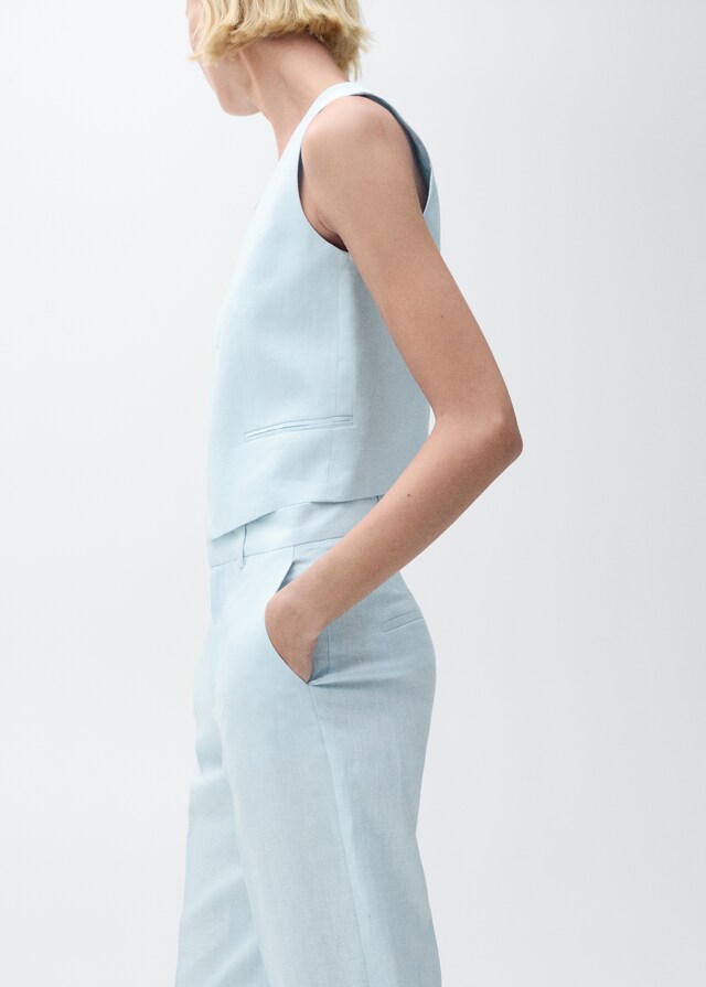 Mango Leinen-Anzugweste Super Sparpreis