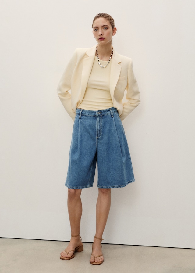 Mango Wideleg-Bermudashorts mit Bundfalten Letzte 3 Tage