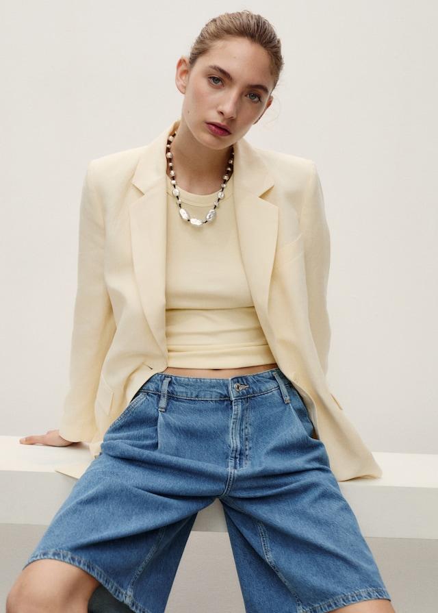 Mango Wideleg-Bermudashorts mit Bundfalten Letzte 3 Tage