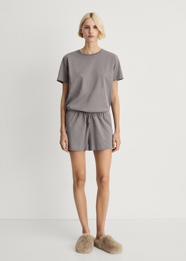 Mango Zweiteiliger kurzer Pyjama aus Baumwolle Discount Store für neue Produkte