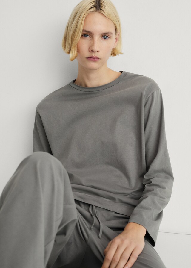 Mango Pyjama zwei Teile Baumwolle schlichtes Design Kostenloser Versand international
