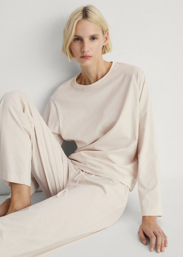 Mango Pyjama zwei Teile Baumwolle schlichtes Design Fabrikladen