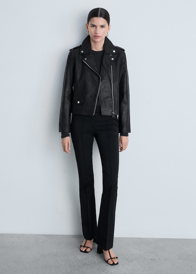 Mango Bikerjacke aus Leder Begrenzt auf 3 Tage