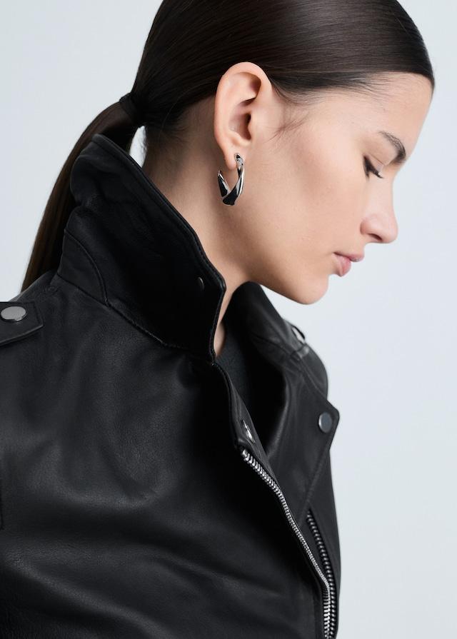 Mango Bikerjacke aus Leder Begrenzt auf 3 Tage