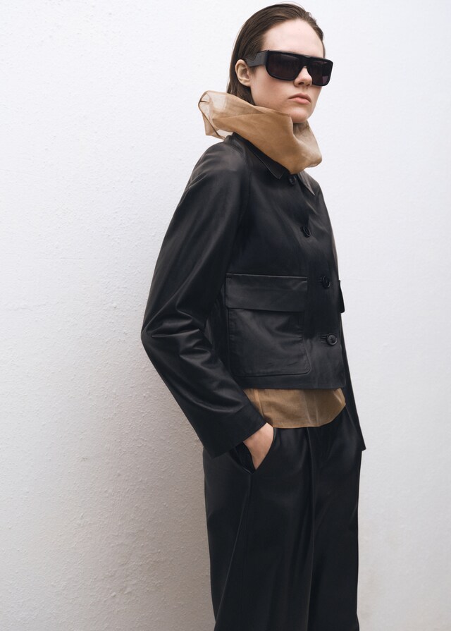 Mango Lederjacke mit Knöpfen Speichern exportieren
