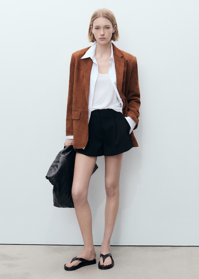 Mango Gerader Wildleder-Blazer Im Verkauf