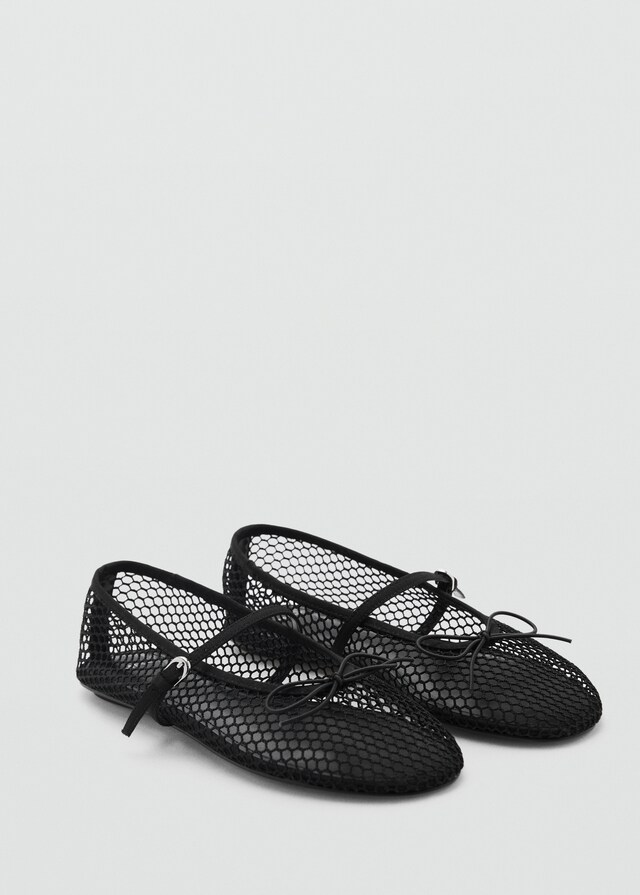 Mango Mesh-Ballerina mit Schnallenriemen Kostenloser Versand