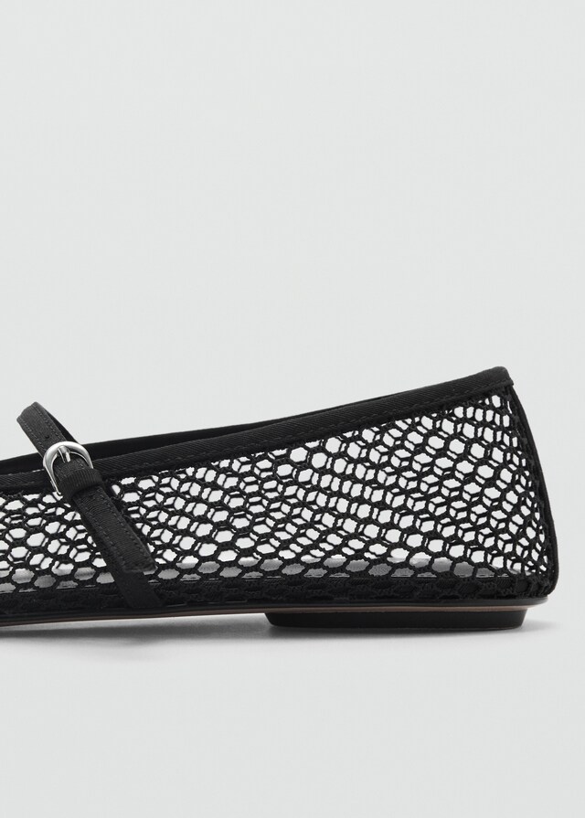 Mango Mesh-Ballerina mit Schnallenriemen Kostenloser Versand