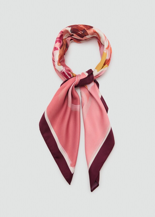 Mango Satiniertes Halstuch mit Blumenprint Lagerräumung