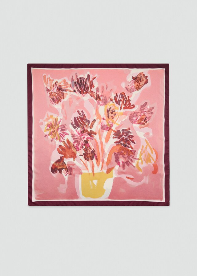 Mango Satiniertes Halstuch mit Blumenprint Lagerräumung