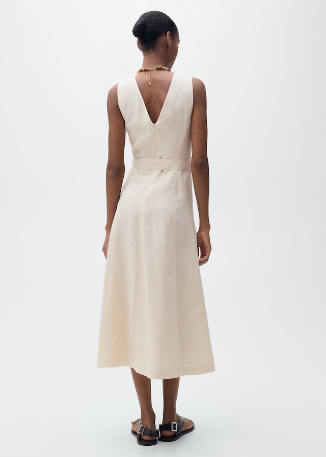Mango Leinenkleid mit Gürtel 50% Rabatt mit kostenlosem Versand