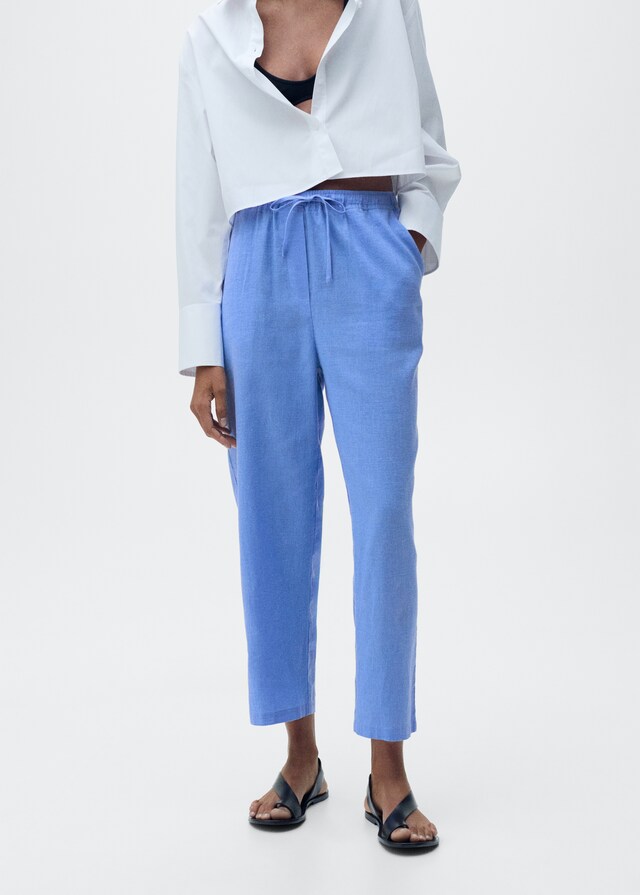 Mango Gerade Leinenhose Clearance-Verkauf