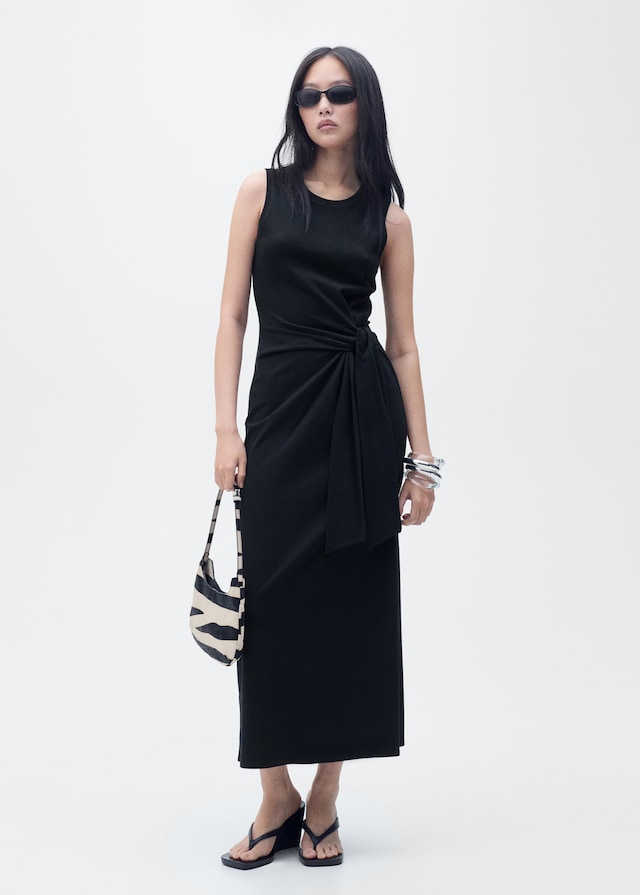 Mango Midikleid aus Baumwolle mit Knotendetail Speichern exportieren