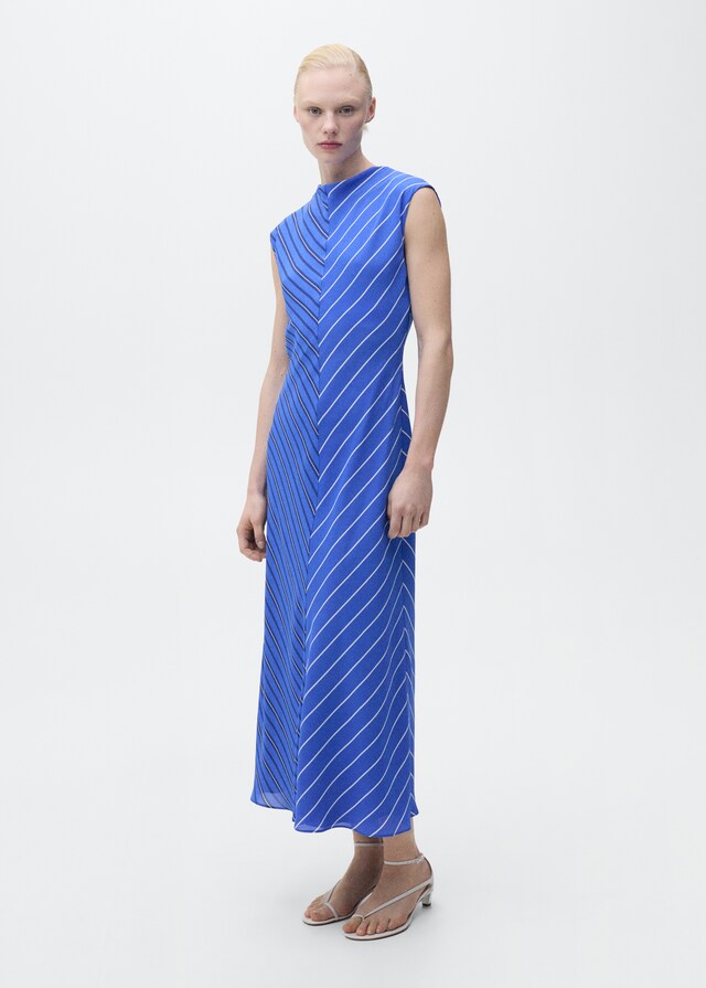 Mango Evasé-Kleid mit kombinierten Streifen Black Friday Preise