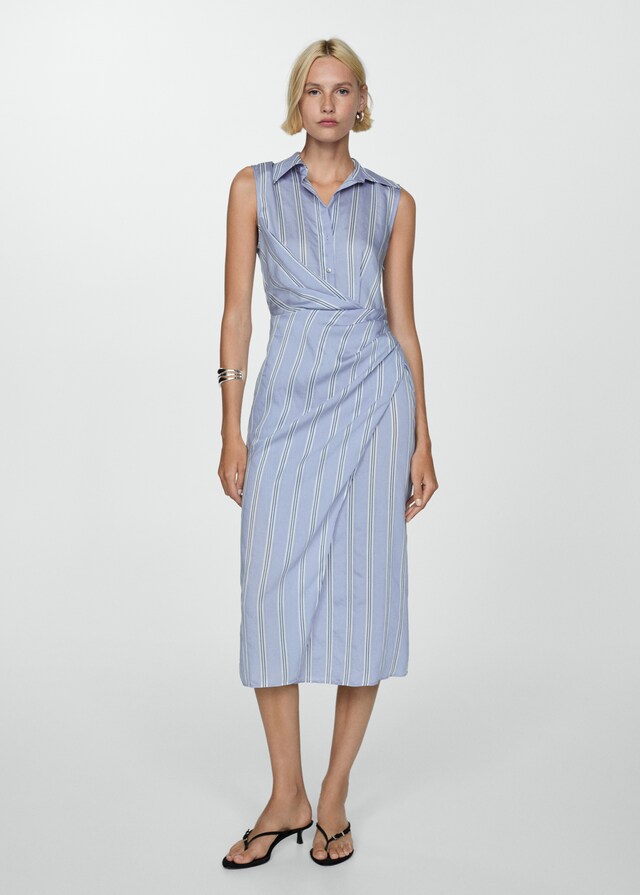 Mango Drapiertes Hemdblusenkleid Im Verkauf
