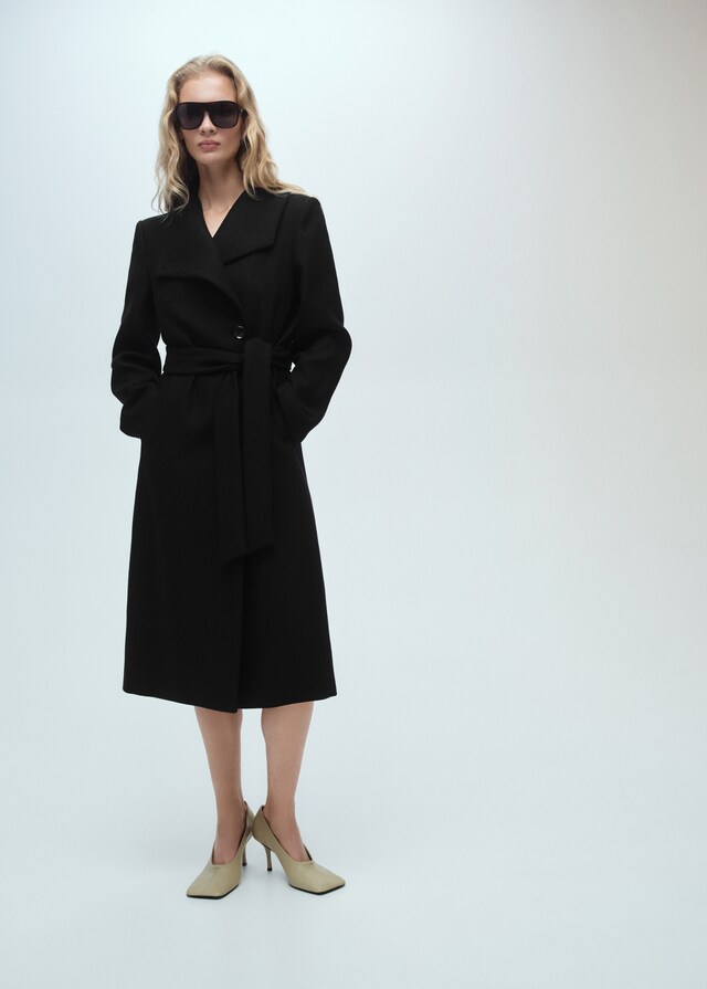Mango Wollmantel mit Gürtel Outlet