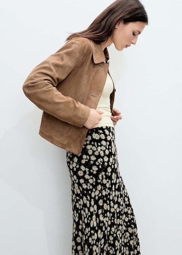 Mango Langer ausgestellter Rock mit Blumen Black Friday