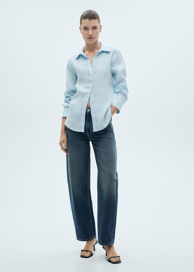 Mango Regular Fit-Leinenhemd Heißer Verkauf