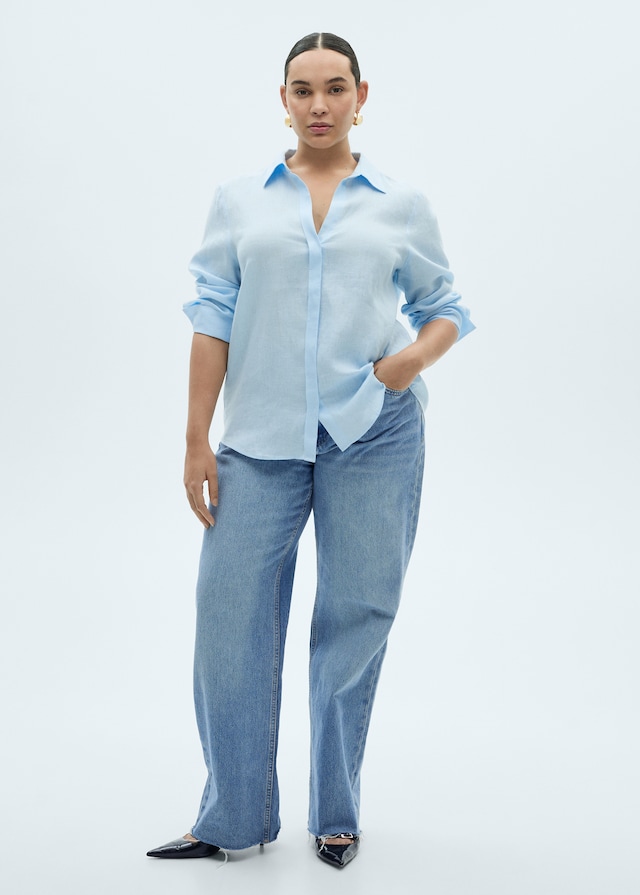 Mango Regular Fit-Leinenhemd Heißer Verkauf