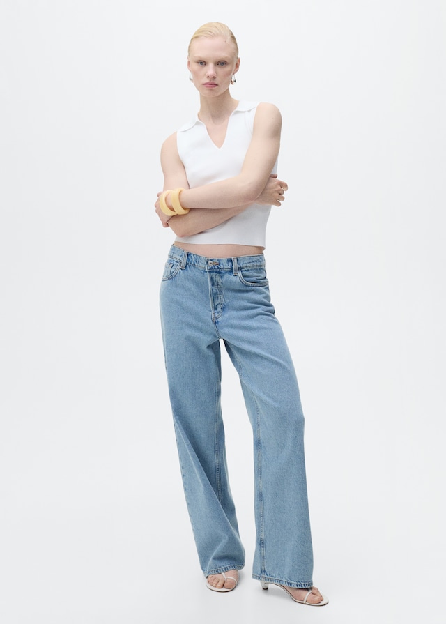 Mango Strick-Top mit Poloshirt-Kragen Neueste Mode